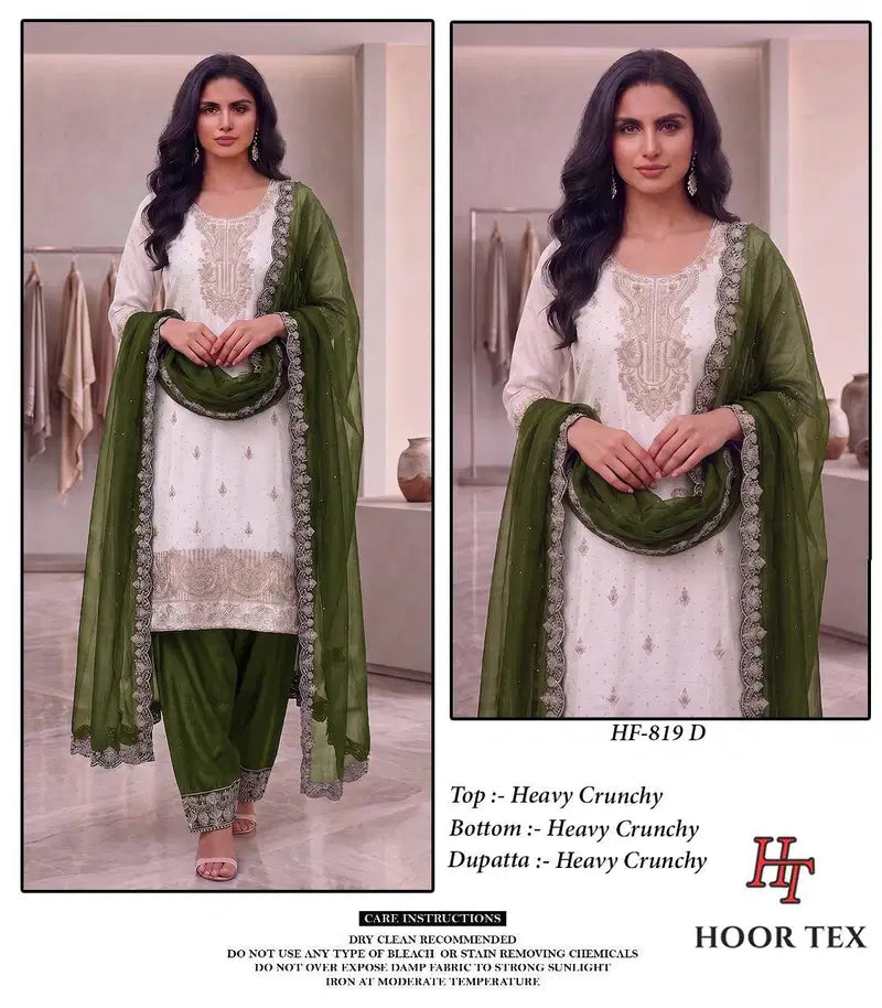 Hoor Tex 819 A To D Crunchy Silk Embroidered Salwar Kameez