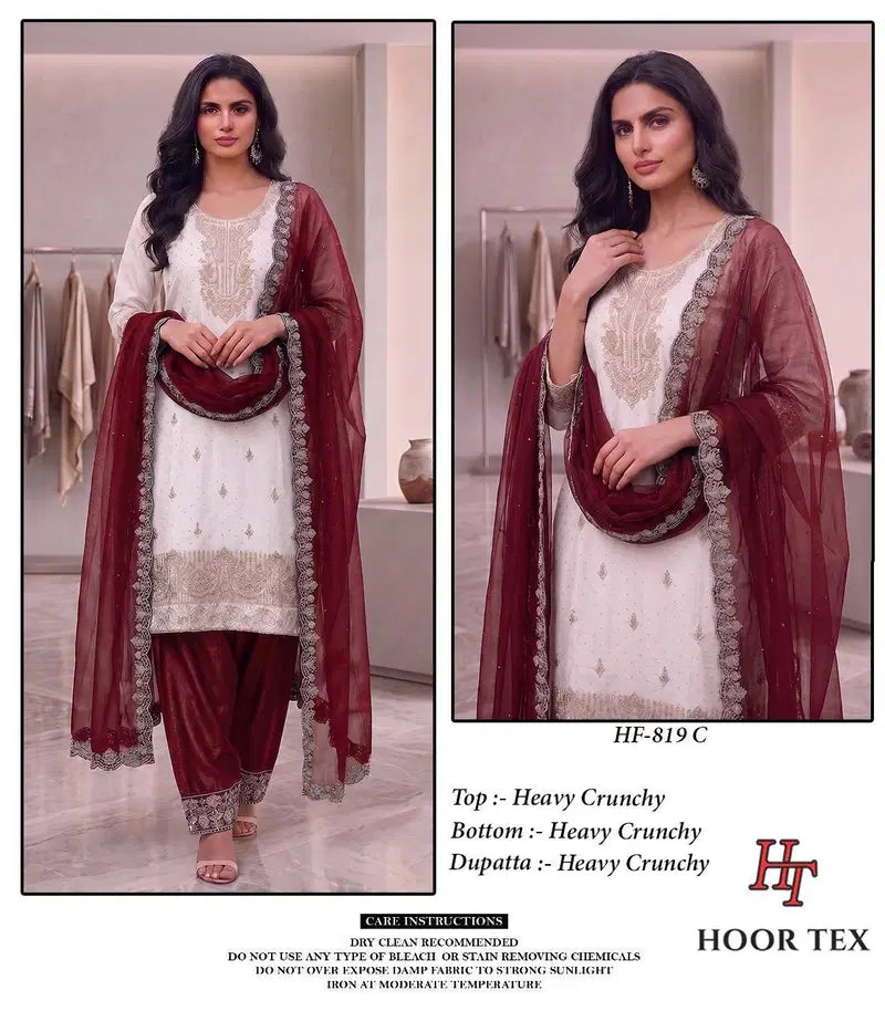 Hoor Tex 819 A To D Crunchy Silk Embroidered Salwar Kameez