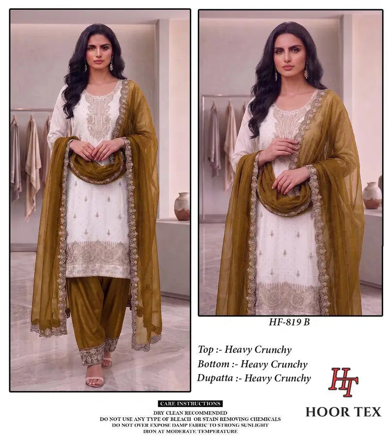 Hoor Tex 819 A To D Crunchy Silk Embroidered Salwar Kameez
