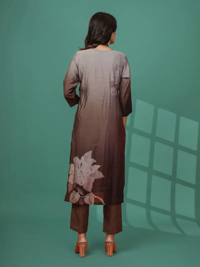 Hr R 1480 Roman Silk Printed Kurti And Pant Dupatta