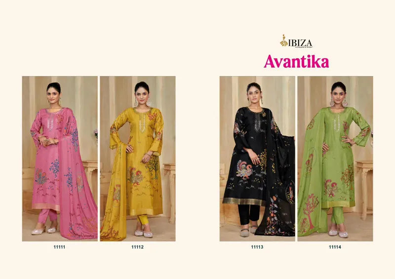Ibiza Avantika Silk Jacquard Embroidery Worked Salwar Kameez Collection