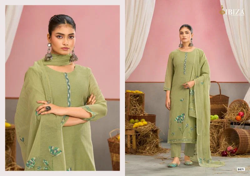 Ibiza Eshal Linen Cotton Jacquard With Embroidered Salwar Kameez