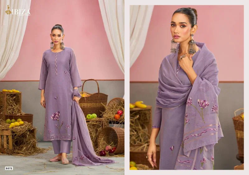 Ibiza Eshal Linen Cotton Jacquard With Embroidered Salwar Kameez