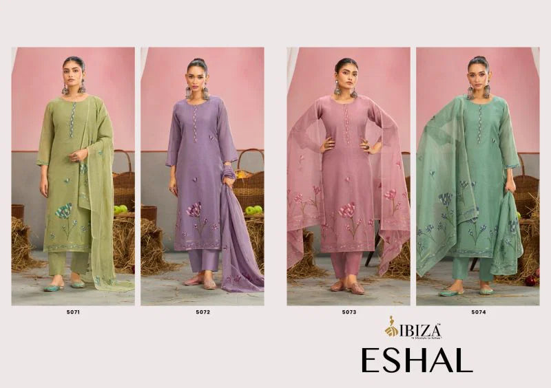 Ibiza Eshal Linen Cotton Jacquard With Embroidered Salwar Kameez