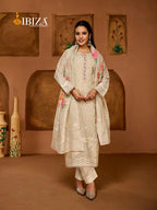 Ibiza Exclusive Linen Jacquard Digital Prints With Handworked Salwar Kameez