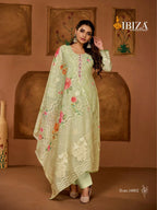 Ibiza Exclusive Linen Jacquard Digital Prints With Handworked Salwar Kameez