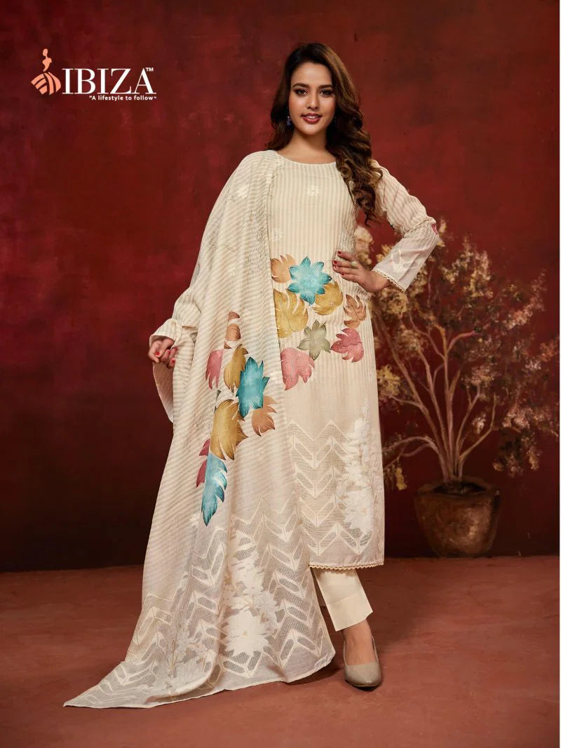 Ibiza Florenza Linen Jacquard Digital Print Handwork Salwar Kameez