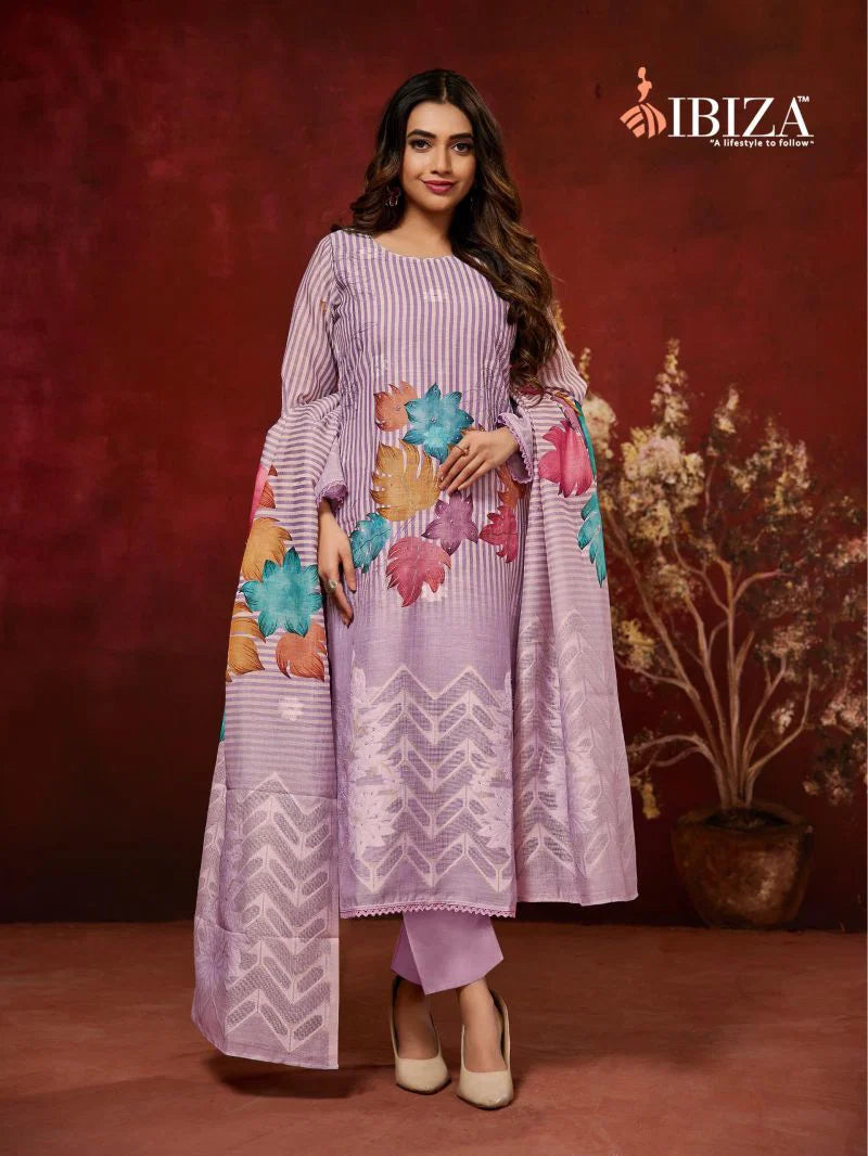 Ibiza Florenza Linen Jacquard Digital Print Handwork Salwar Kameez