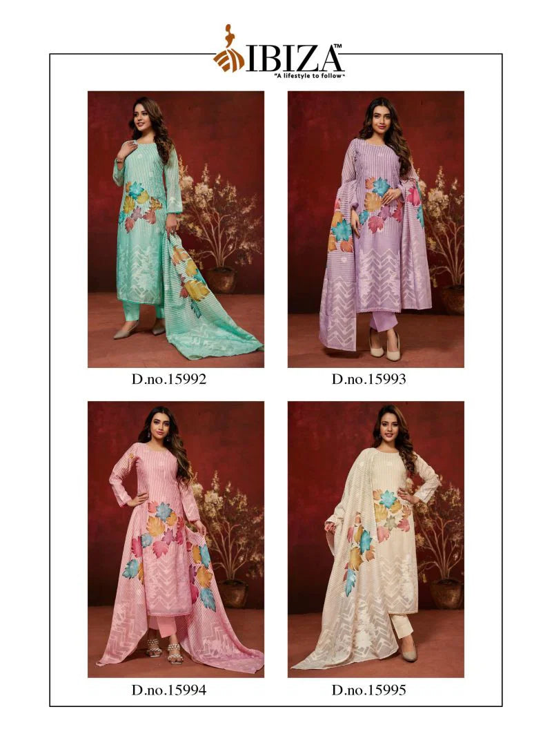 Ibiza Florenza Linen Jacquard Digital Print Handwork Salwar Kameez