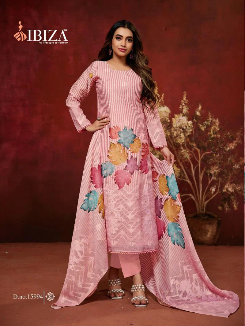 Ibiza Florenza Linen Jacquard Digital Print Handwork Salwar Kameez