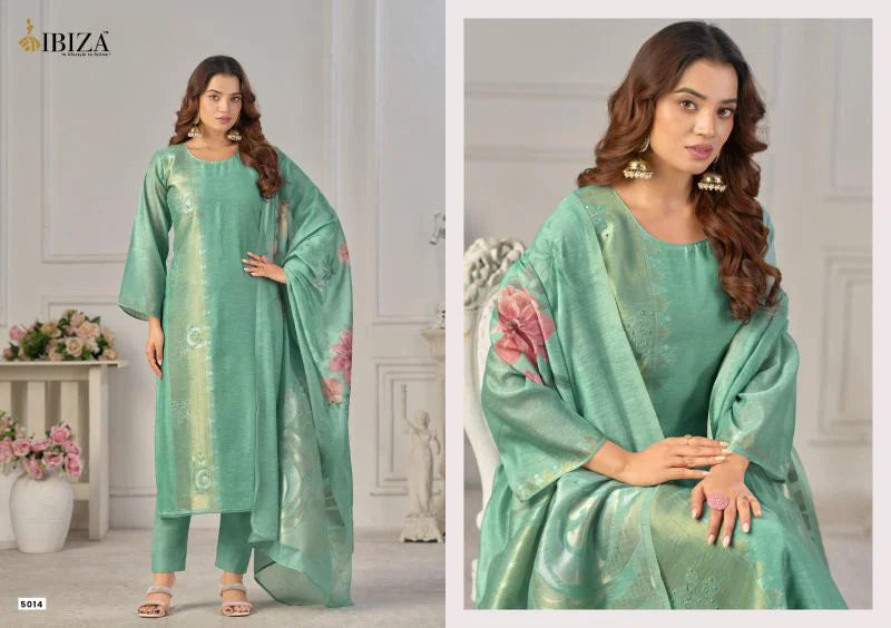 Ibiza Frappe Linen Jacquard Digital Printed Salwar Kameez