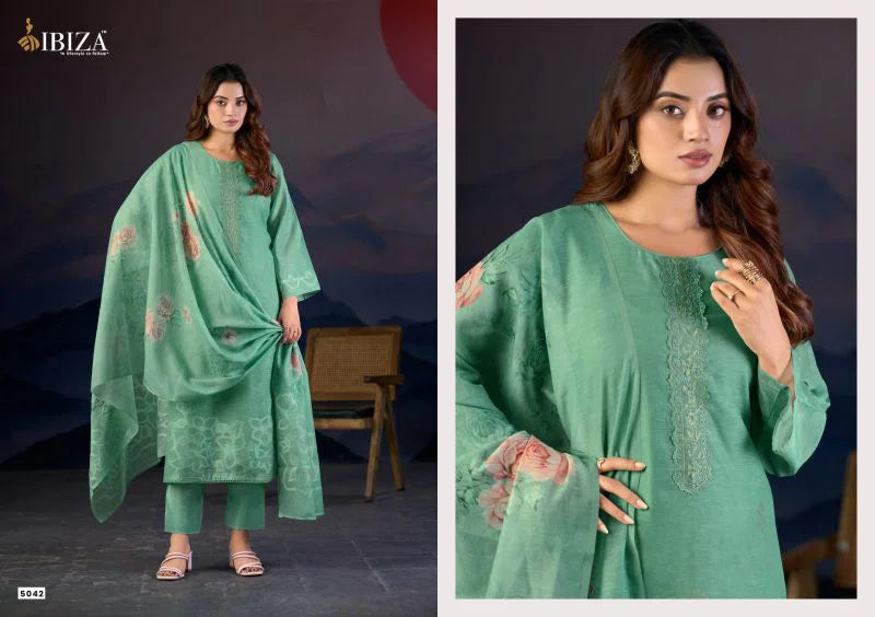 Ibiza Gazal Linen Jacquard Digital Embroidered Salwar Kameez