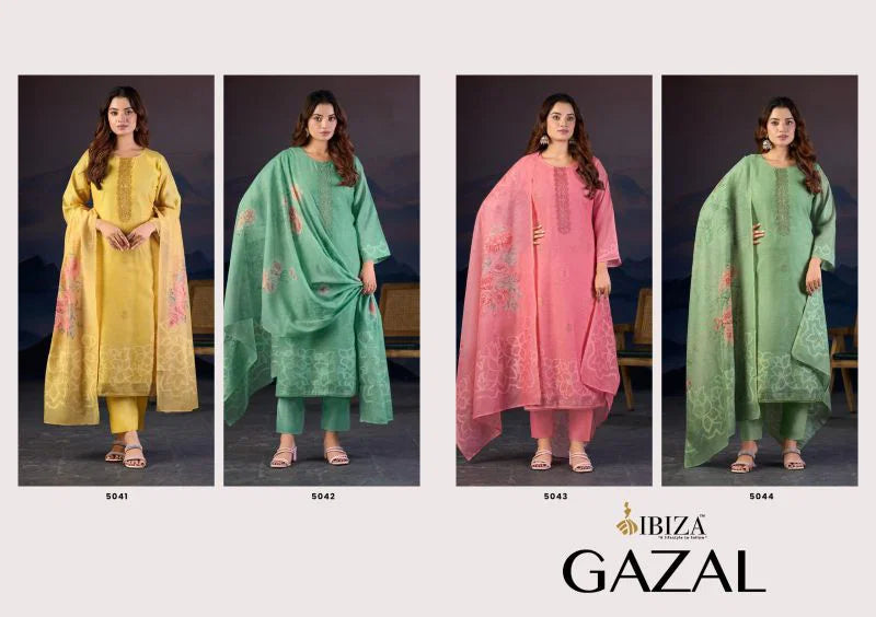 Ibiza Gazal Linen Jacquard Digital Embroidered Salwar Kameez