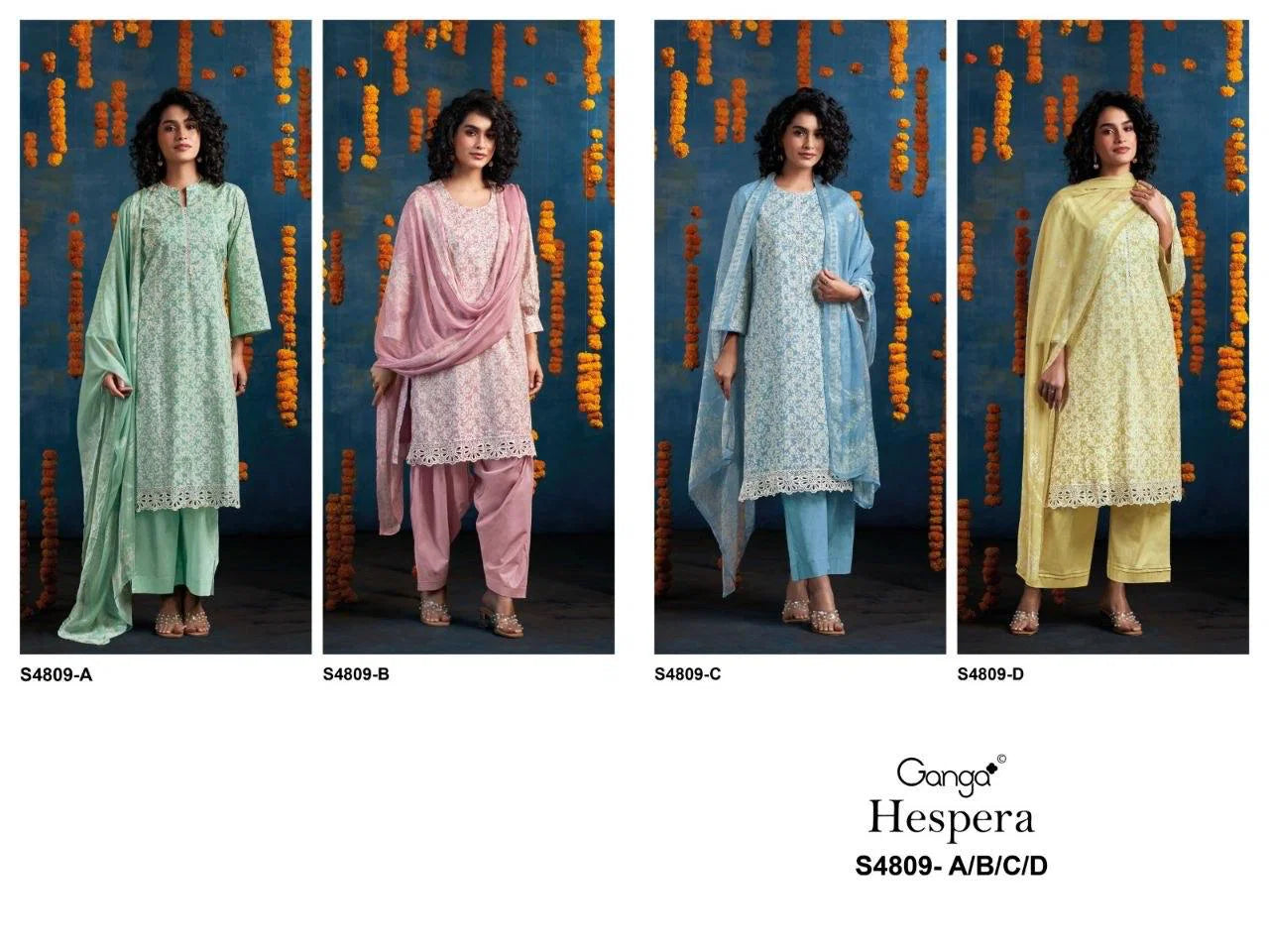 Ganga Hespera 4809 Cotton Printed Embroidered Salwar Kameez