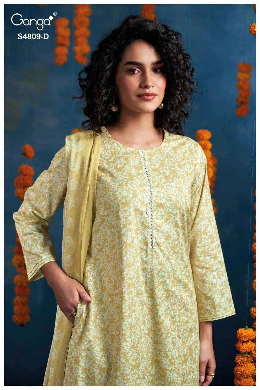 Ganga Hespera 4809 Cotton Printed Embroidered Salwar Kameez