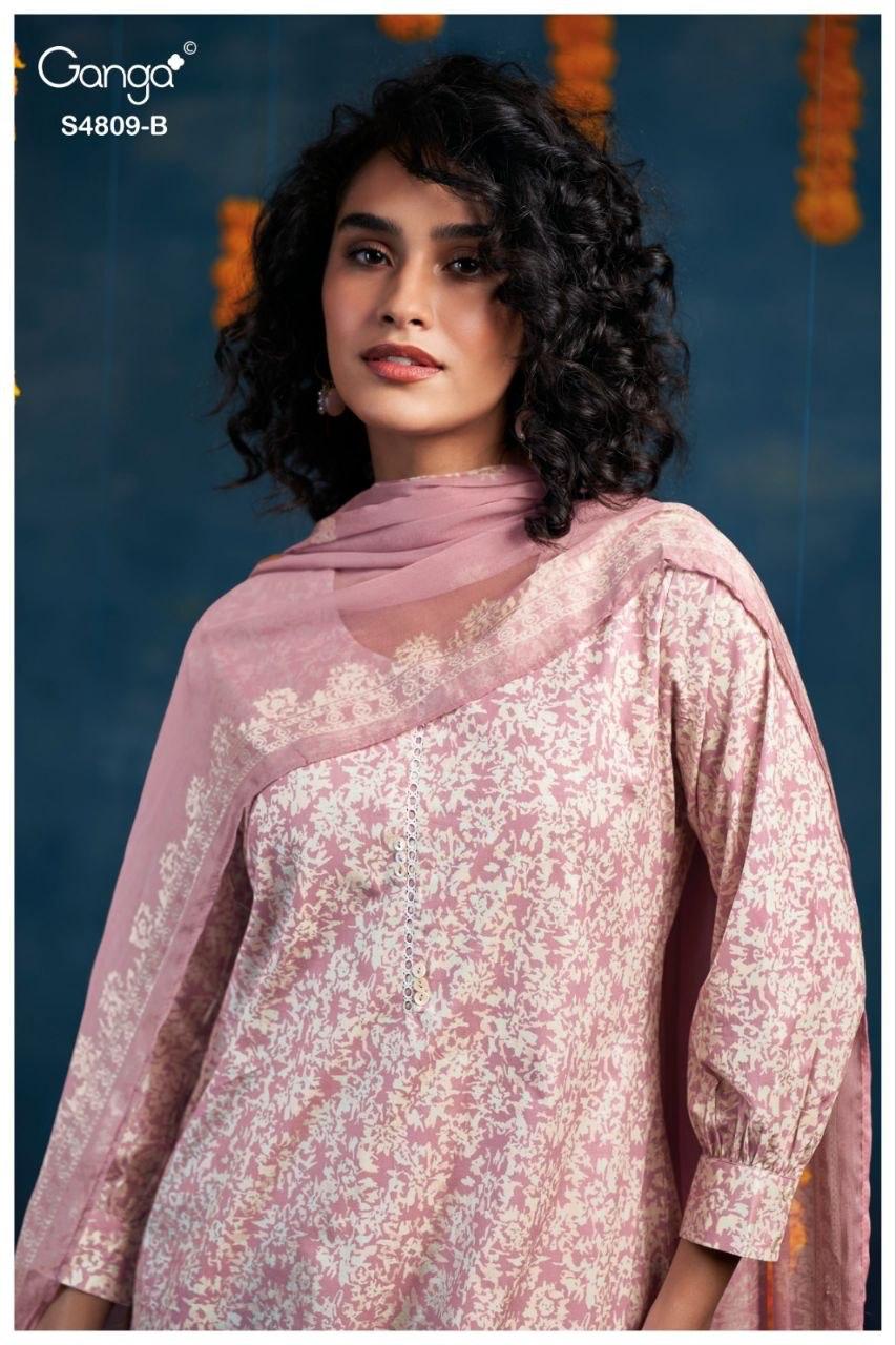 Ganga Hespera 4809 Cotton Printed Embroidered Salwar Kameez