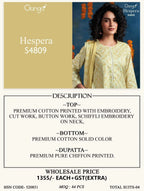 Ganga Hespera 4809 Cotton Printed Embroidered Salwar Kameez