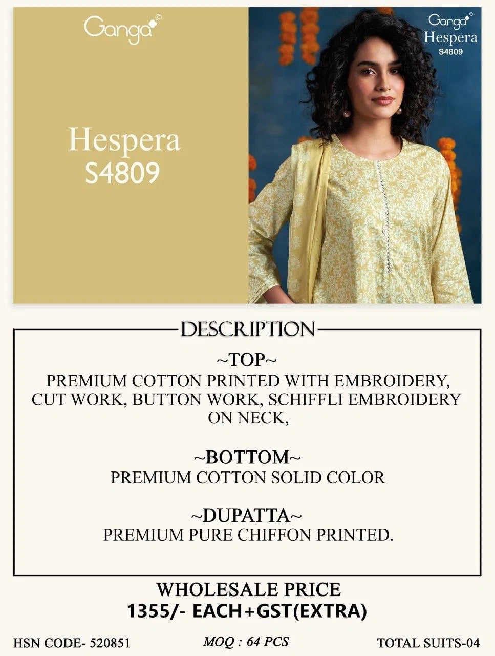 Ganga Hespera 4809 Cotton Printed Embroidered Salwar Kameez
