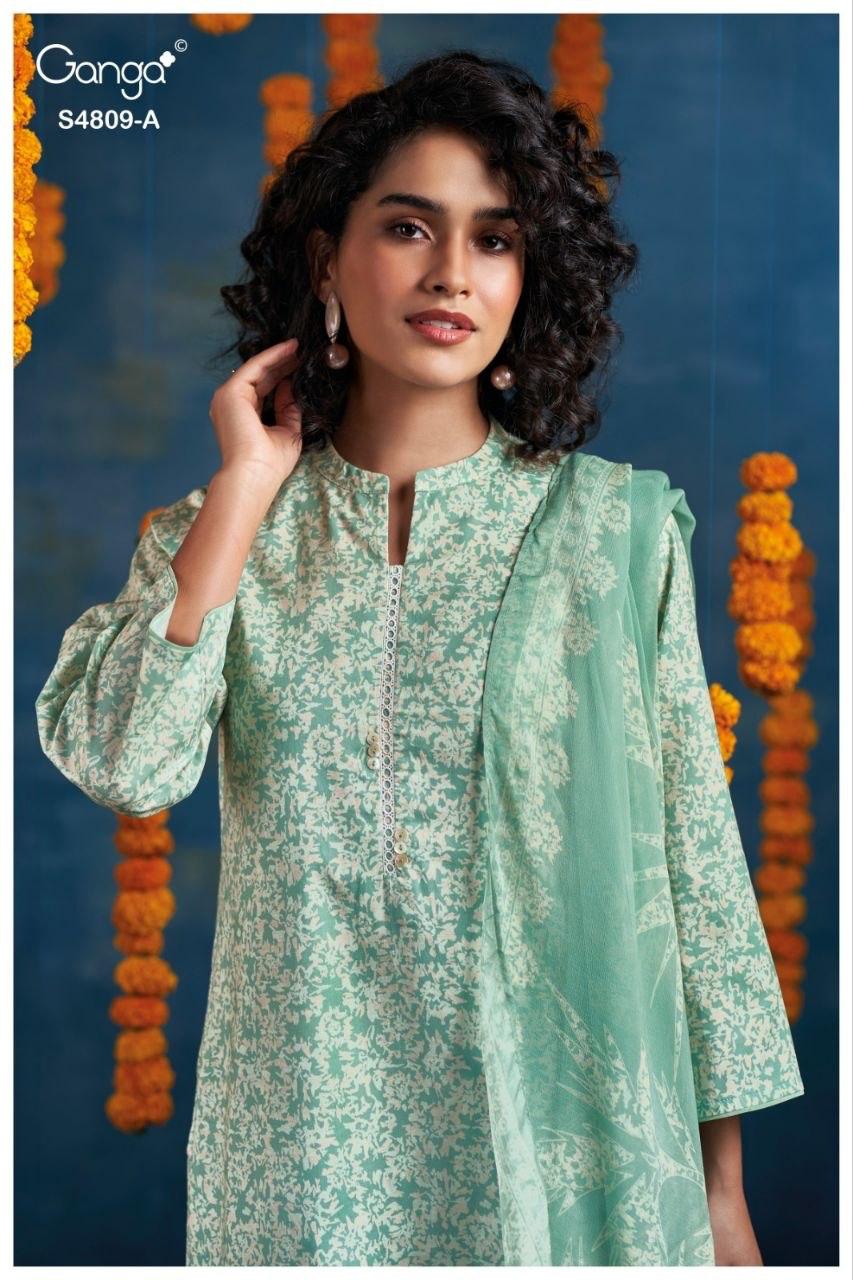 Ganga Hespera 4809 Cotton Printed Embroidered Salwar Kameez