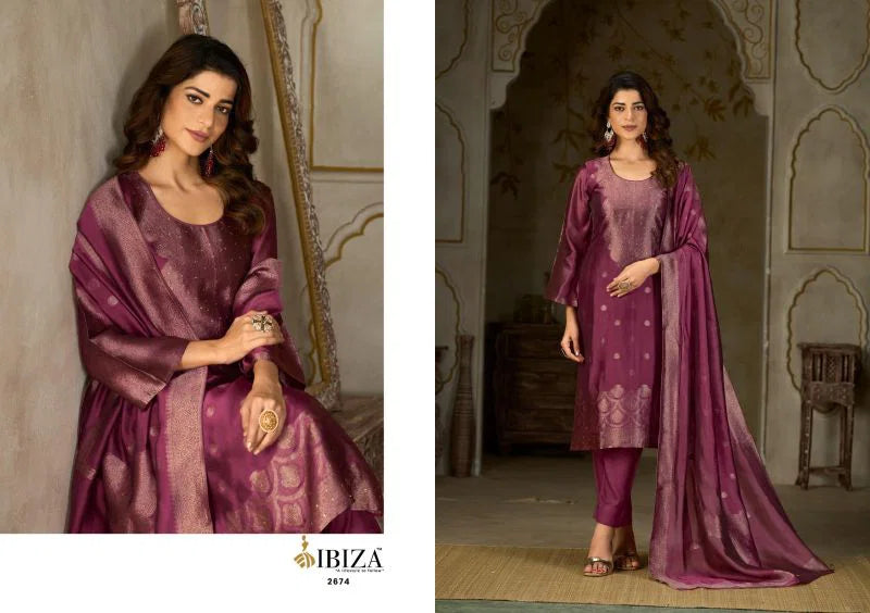 Ibiza Jashnaa Banglory Silk Jacquard With Handwork Salwar Kameez