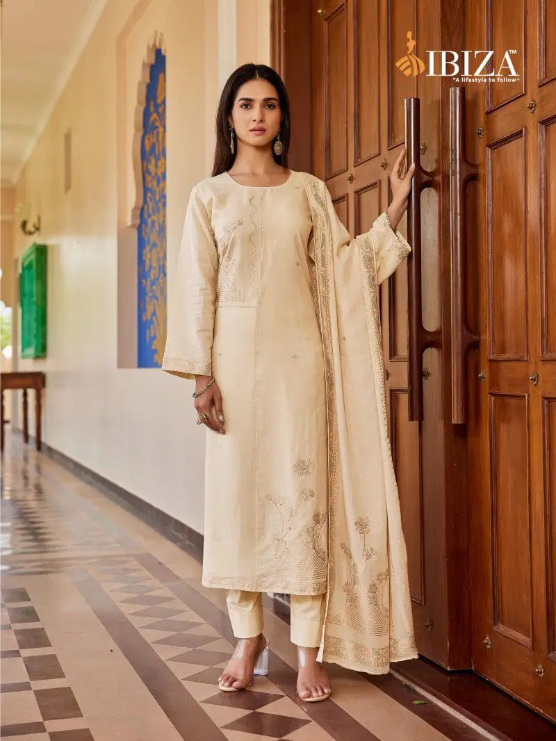 Ibiza Khanak Mul Chanderi Jacquard Handworked Salwar Kameez
