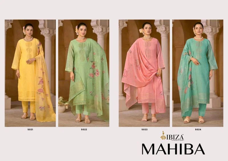 Ibiza Mahiba Pure Linen Jacqurd Digital Printed Salwar Kameez