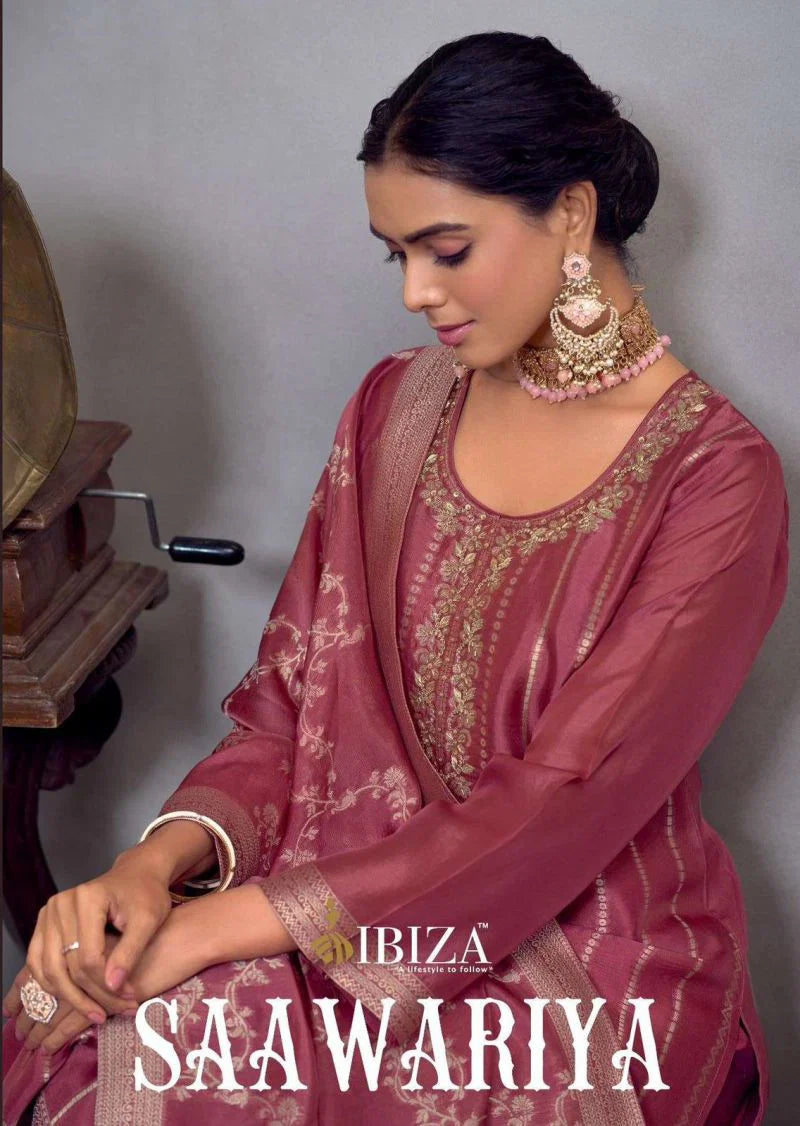 Ibiza Saawariya Kosa Silk Jacquard Handwork Salwar Kameez Collection Full Catalog available at wholesale rate.