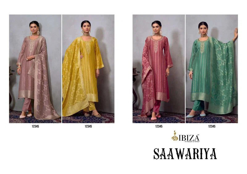 Ibiza Saawariya Kosa Silk Jacquard Handwork Salwar Kameez Collection