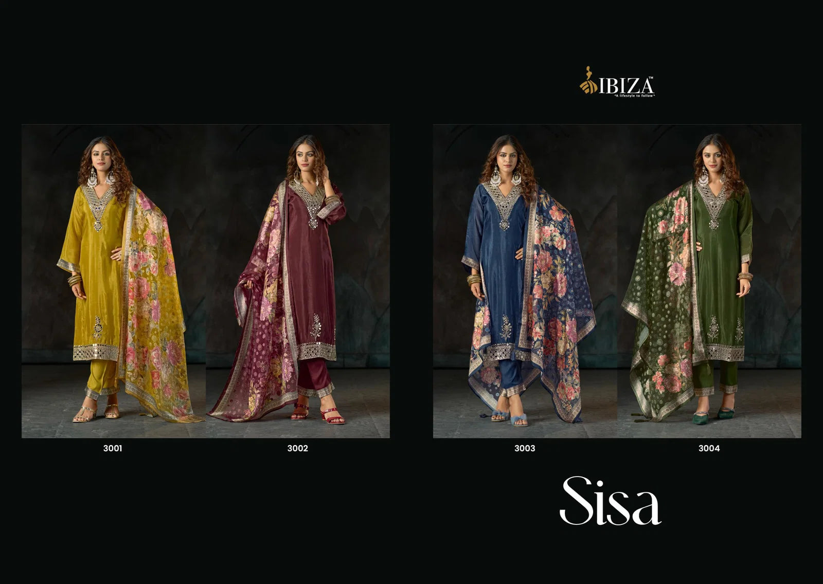 Ibiza Sisa Glass Organza With Hand Mirror Work Salwar Kameez