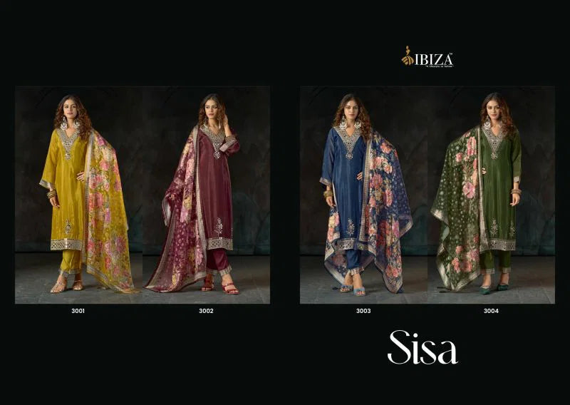 Ibiza Sisa Glass Organza With Hand Mirror Work Salwar Kameez Full Catalog available at wholesale rate.