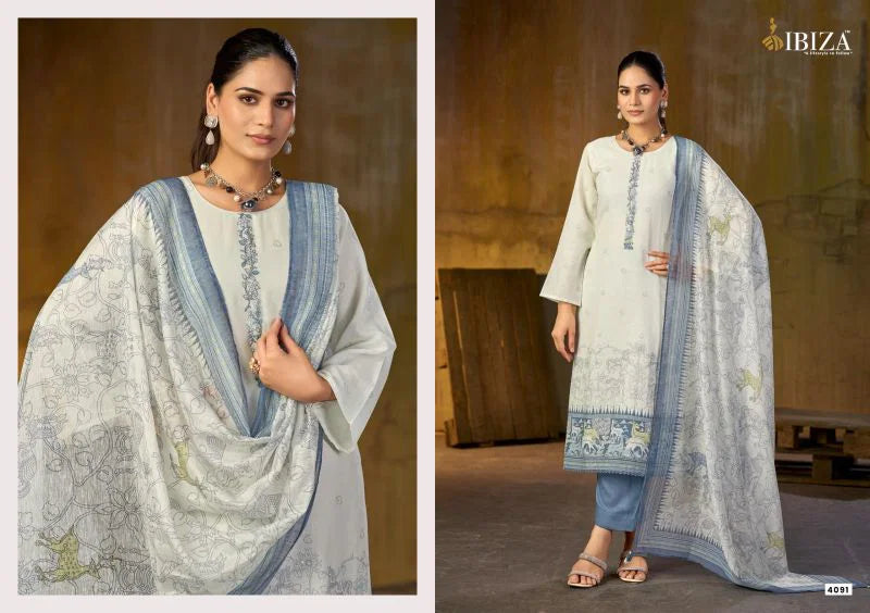 Ibiza Tanzeela Pure Linen Digital Print With Handworked Salwar Kameez