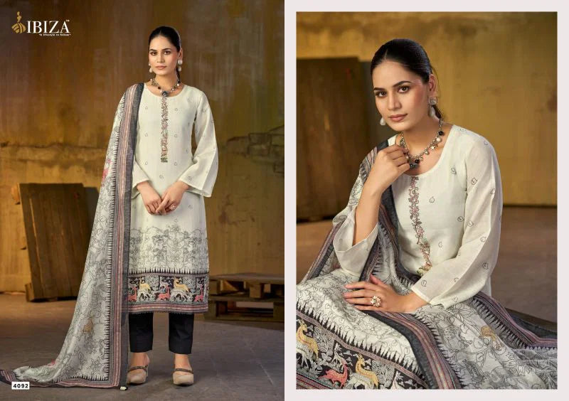Ibiza Tanzeela Pure Linen Digital Print With Handworked Salwar Kameez