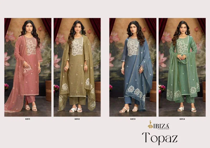 Ibiza Topaz Linen Cotton Handworked Salwar Kameez Collection
