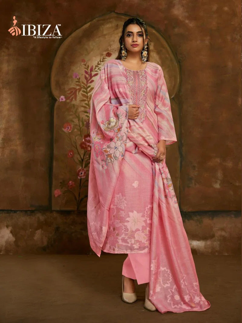 Ibiza Vesnavi Linen Jacquard Printed Embroidery Worked Salwar Kameez