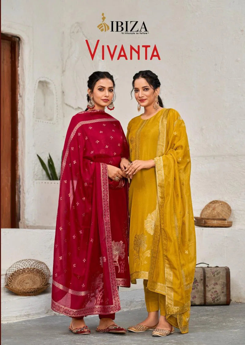 Ibiza Vivnata Banglory Silk Jacquard With Handwork Salwar Kameez