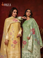 Ibiza Zarquash Pure Linen Jacquard Digital Printed Salwar Kameez