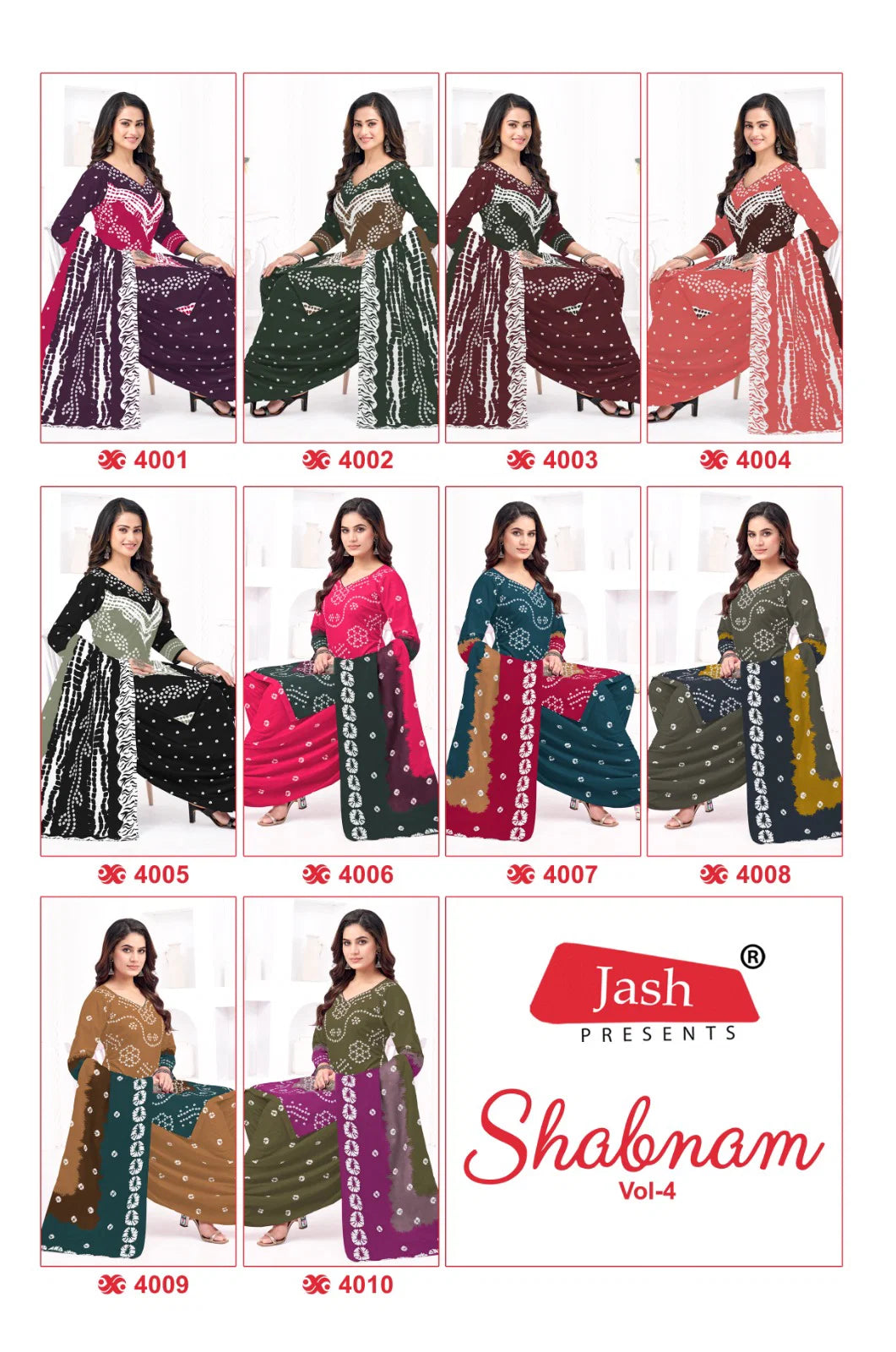 Jash Shabnam Vol 4 Bhandani Cotton Printed Dress Material Collection