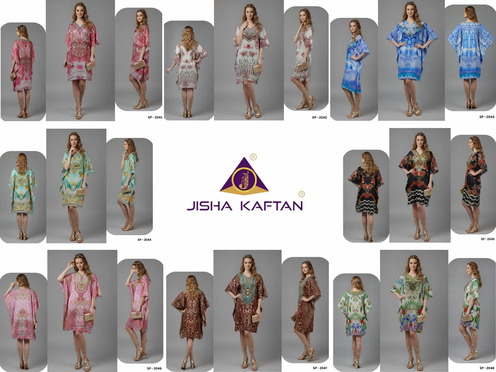 Jisha Kaftan Silk Poncho Vol 6 Feather Silk Digital Printed Kaftans