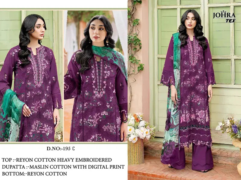 Johra Tex 195 C Cambric Cotton Embroidery Work Pakistani Salwar Kameez