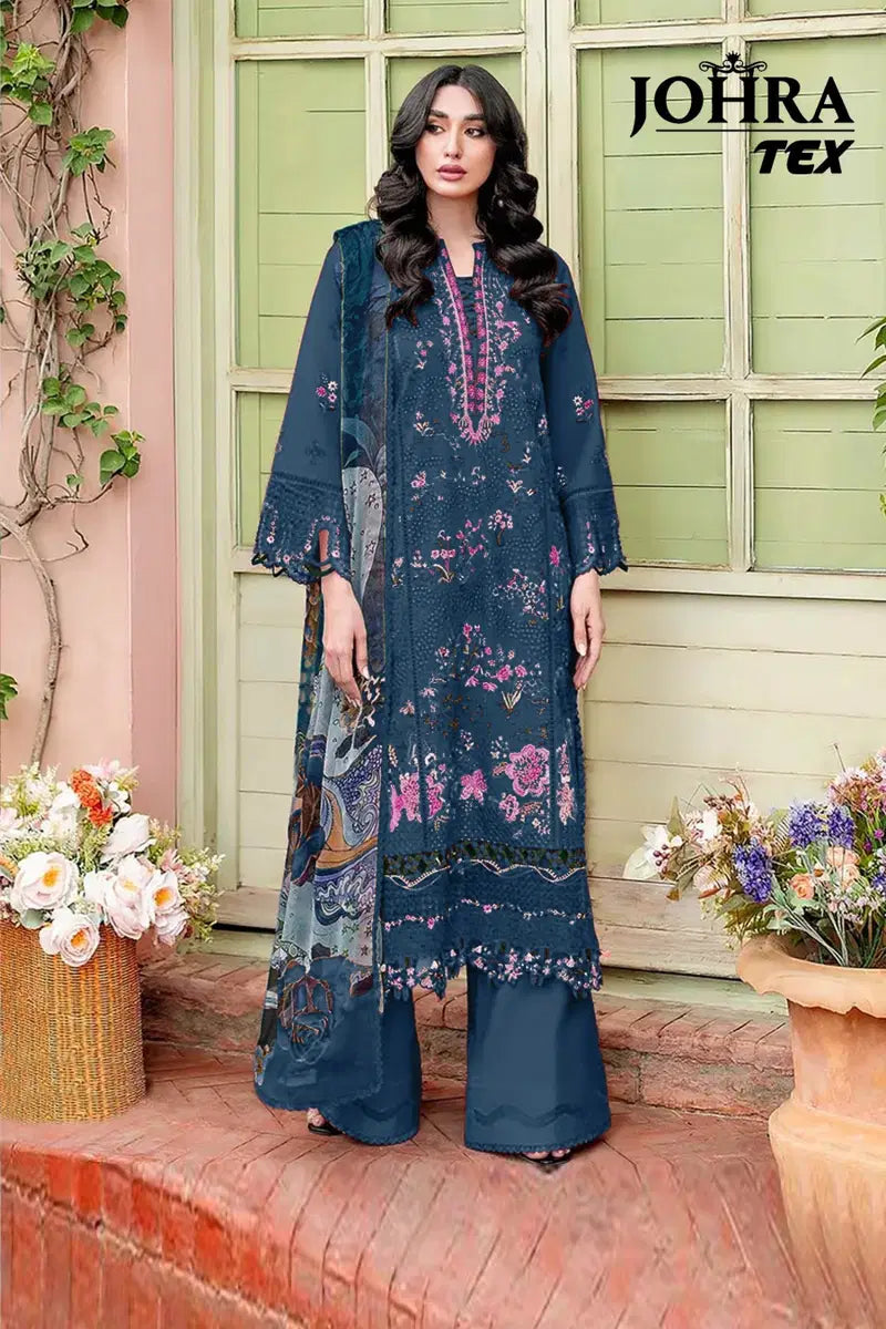 Johra Tex 195 D Cambric Cotton Embroidery Work Pakistani Salwar Kameez