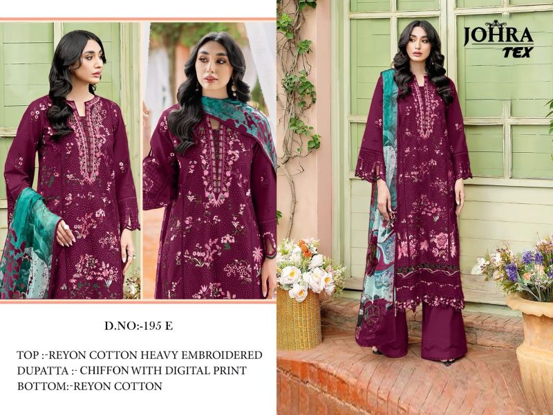 Johra Tex 195 E Cambric Cotton Embroidery Work Pakistani Salwar Kameez