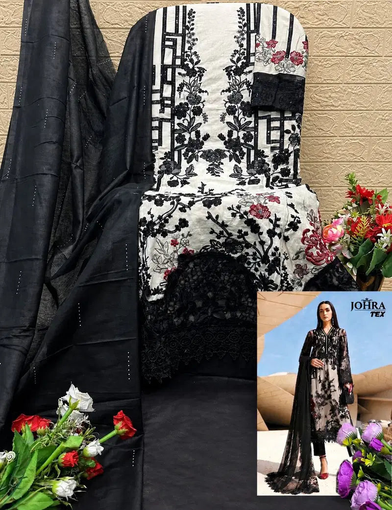 Johra Tex 199 Cambric Cotton Embroidered Salwar Kameez