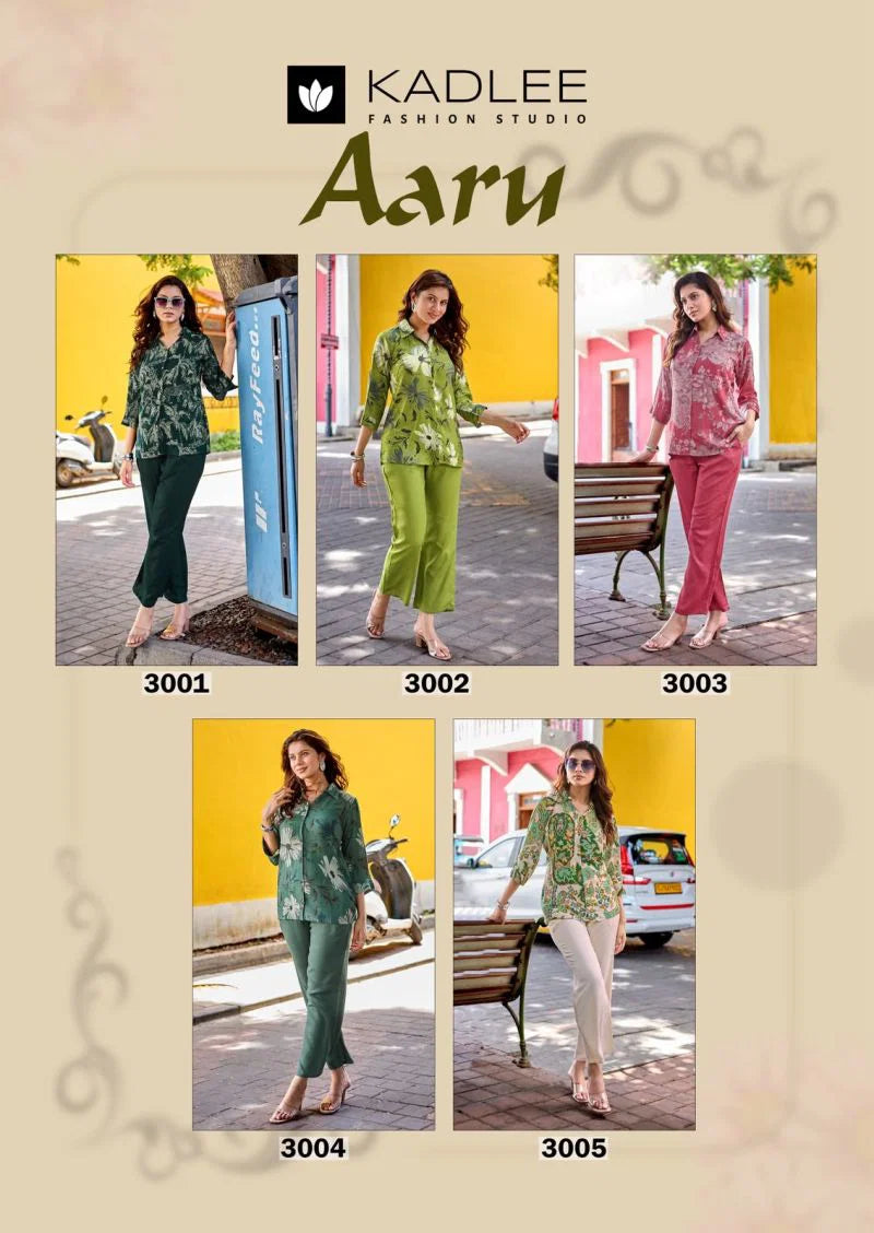 Kadlee Aaru Rayon Flex Printed Co Ord Set Collection