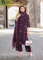 Kadlee Classy Look Rayon Printed Kurti With Bottom Dupatta