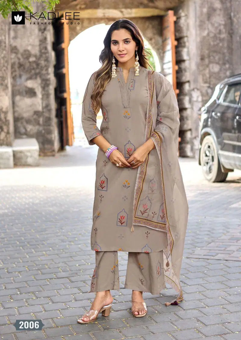 Kadlee Classy Look Rayon Printed Kurti With Bottom Dupatta