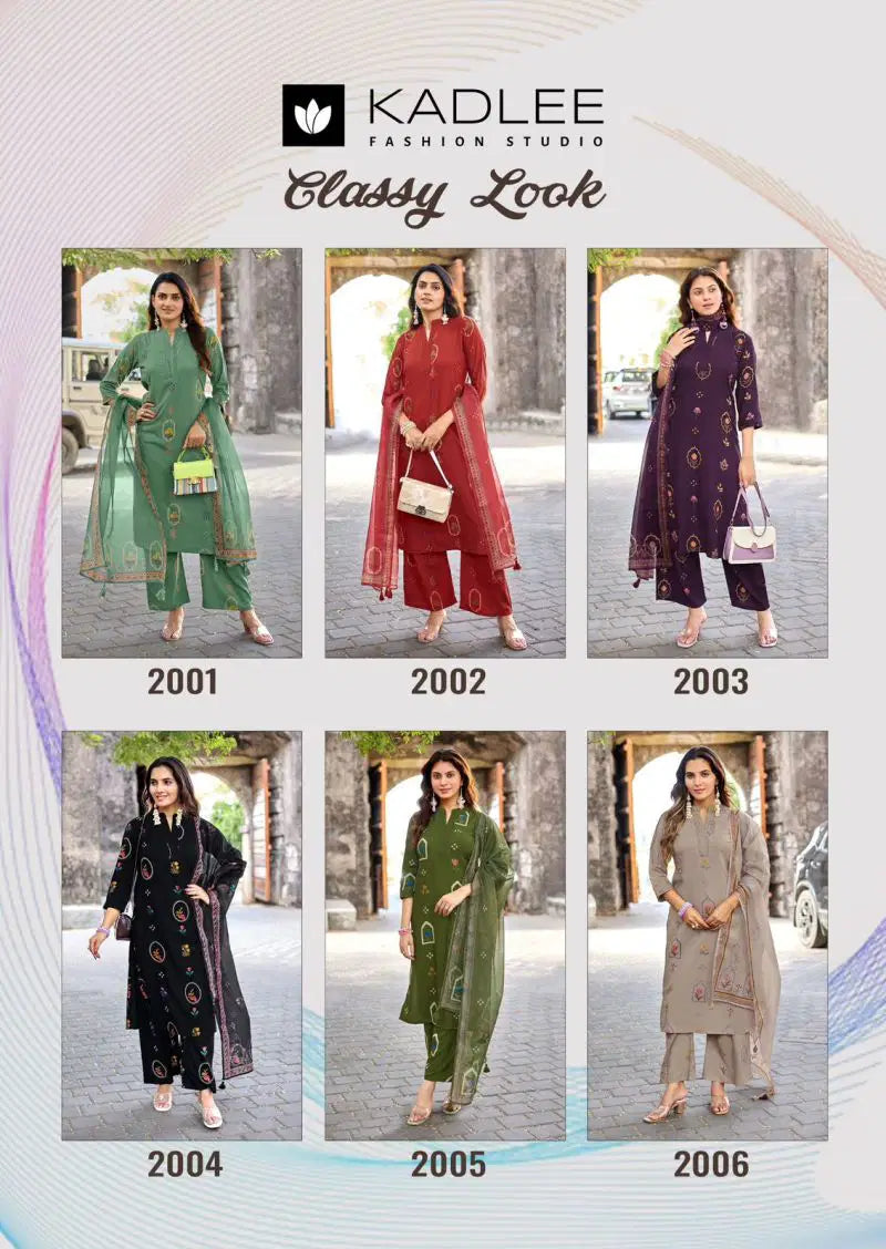 Kadlee Classy Look Rayon Printed Kurti With Bottom Dupatta