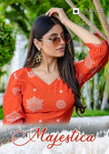 Kadlee Majestica Rayon Print Casual Wear Kurti And Pant Collection