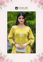 Kadlee Majestica Rayon Print Casual Wear Kurti And Pant Collection
