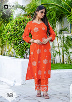 Kadlee Majestica Rayon Print Casual Wear Kurti And Pant Collection