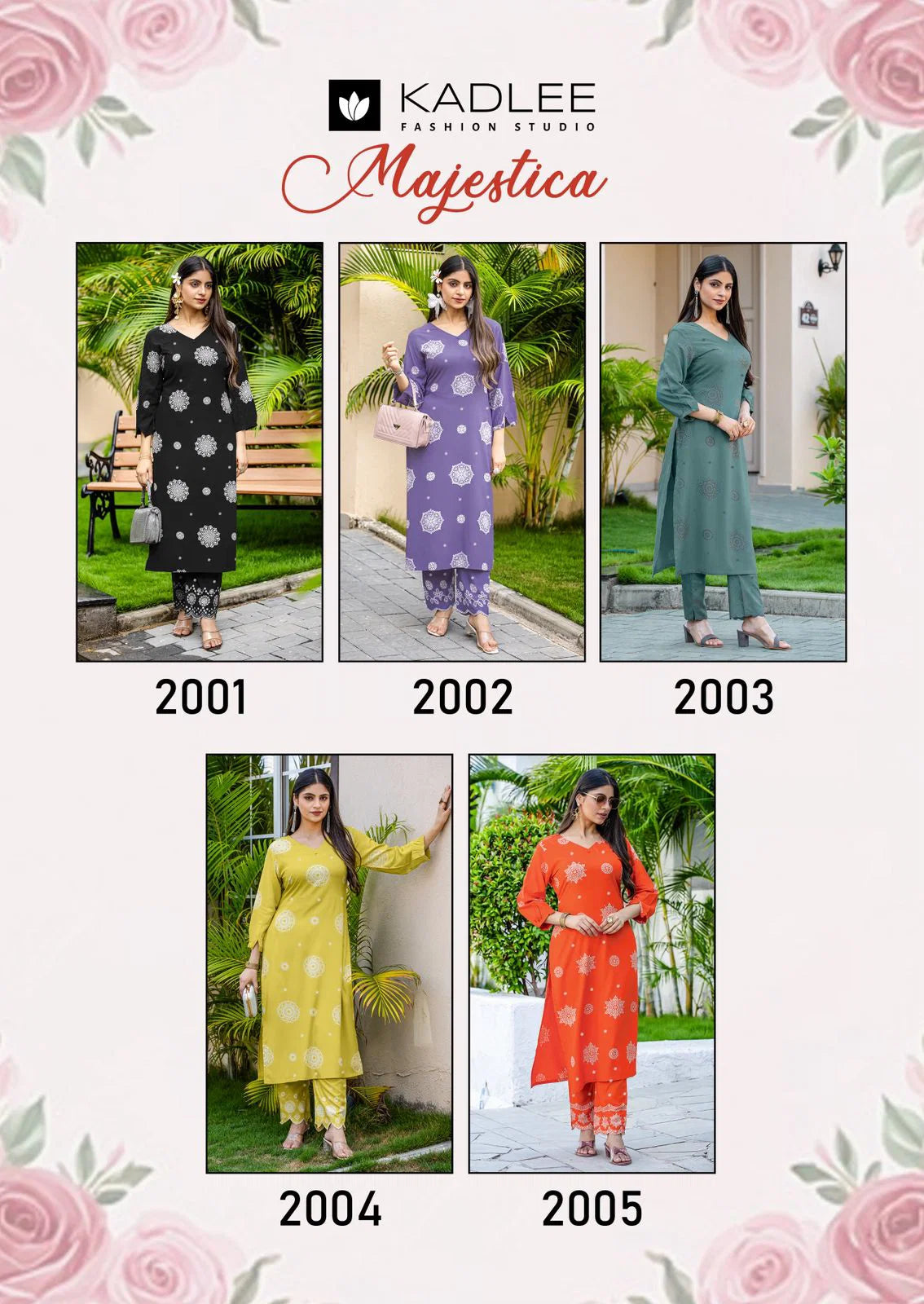 Kadlee Majestica Rayon Print Casual Wear Kurti And Pant Collection